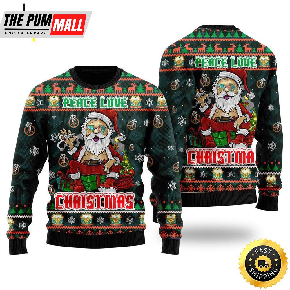 Peace Love Hippie Santa Claus Ugly Christmas Sweater For Men & Women