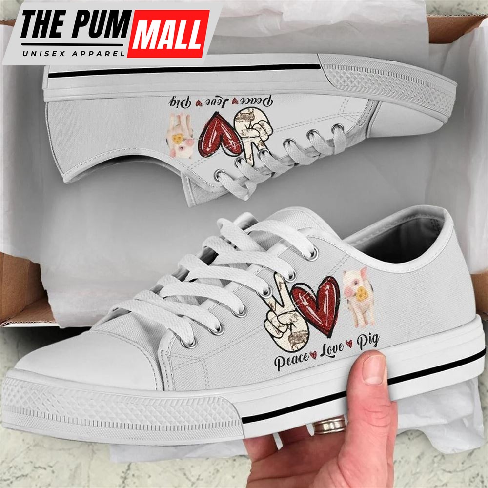 Peace Love Pig Sign Low Top Shoes – Low Top Shoes Mens, Women