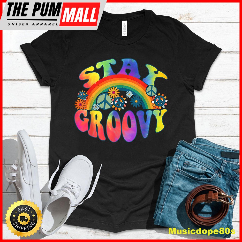 PEACE SIGN LOVE 60s 70s Tie Dye Hippie Halloween Costume T-Shirt