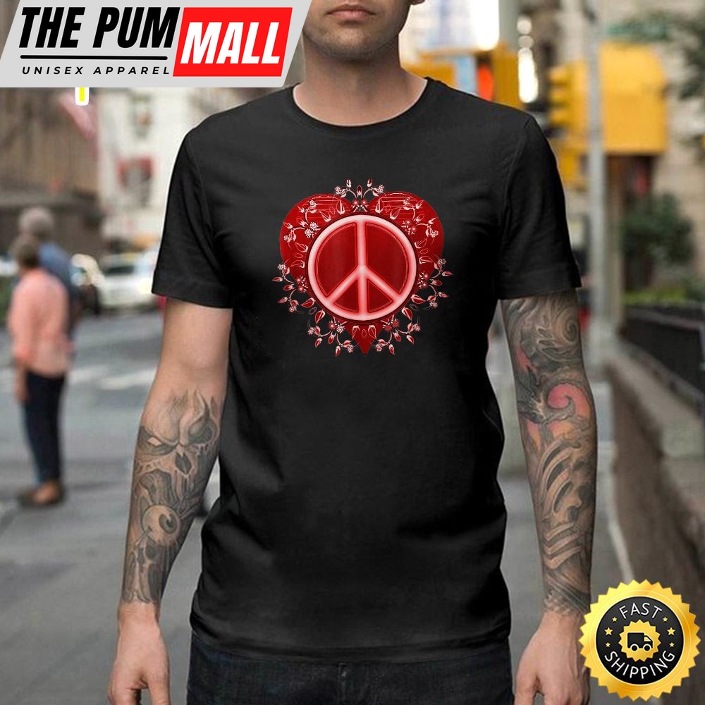 Peace Sign Valentine Design For Women Happy Valentines Day Unisex T-shirt