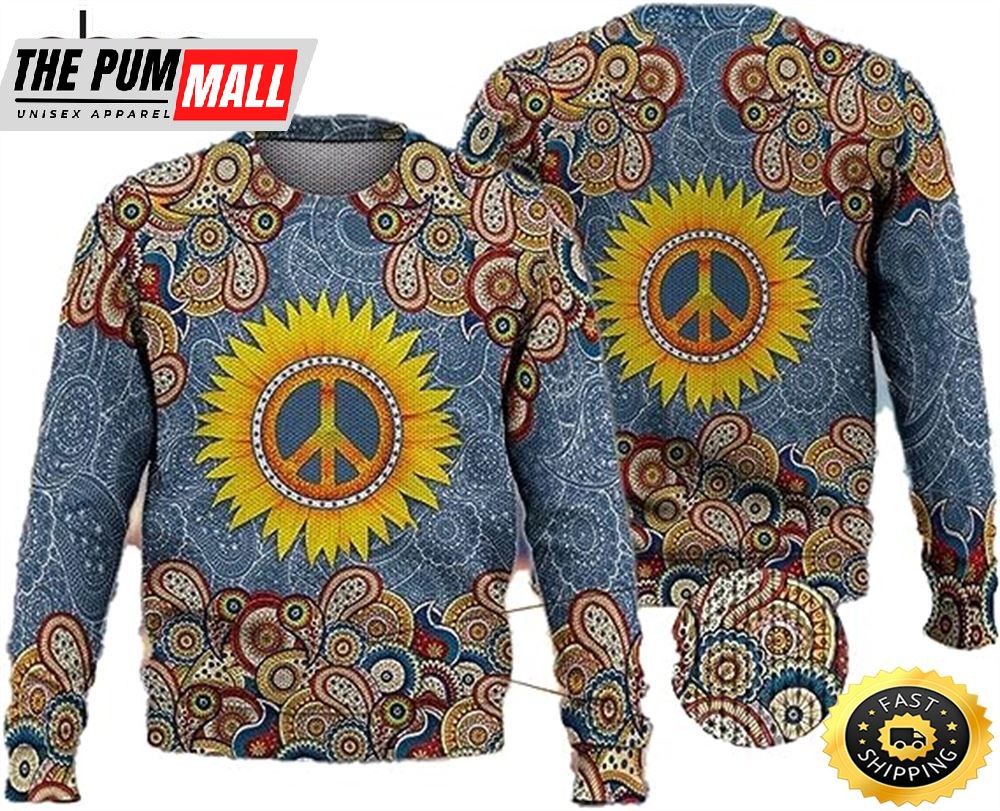 Peace Ugly Sweaters Hippie Mens Sweater Winter Holiday