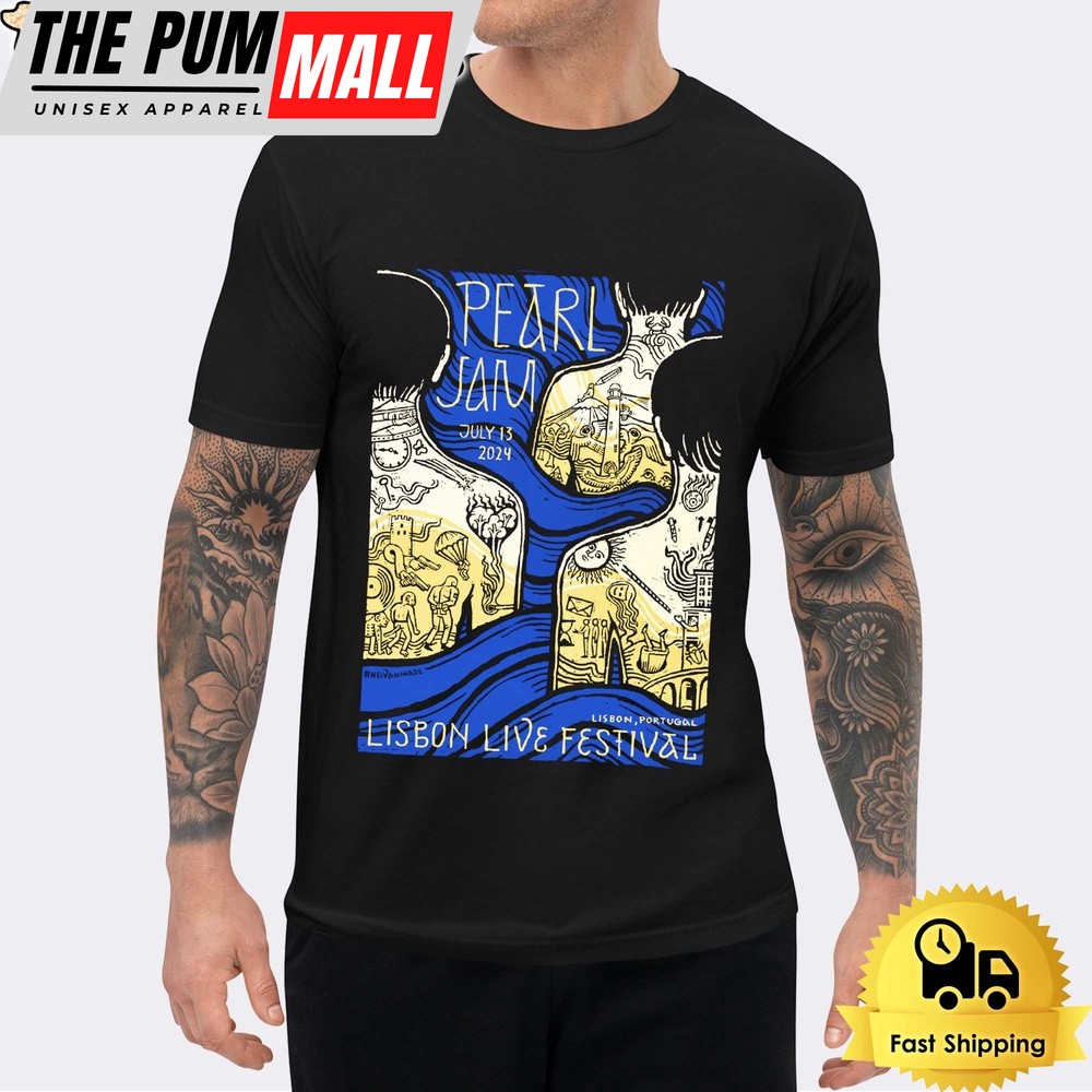 Pearl Jam Dark Matter World Tour At Lisbon Live Festival Portugal On July 13th 2024 Unisex T-Shirt