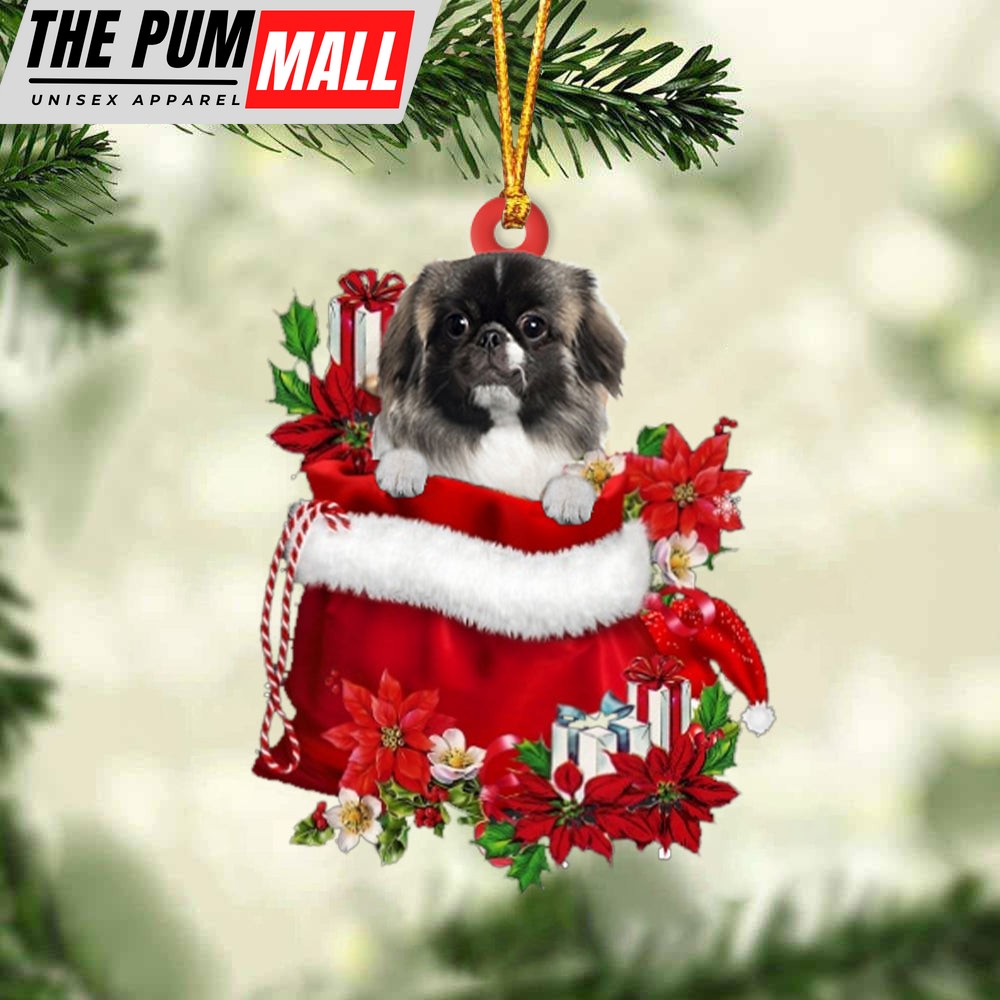 Pekingese In Gift Bag Christmas Ornament – Car Ornaments – Gift For Dog Lovers Limited Edition
