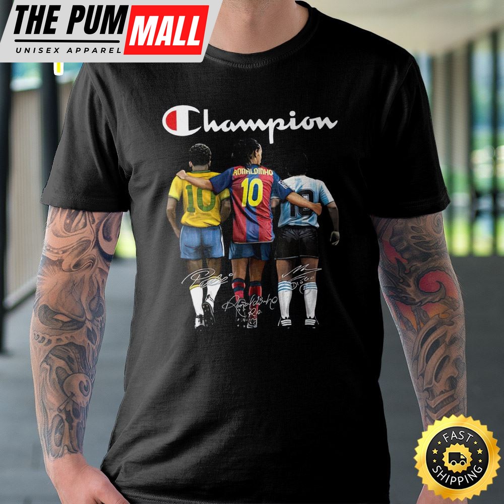 Pele Autograph Print – Replica of Pele Flips Over Soccer Unisex T-Shirt