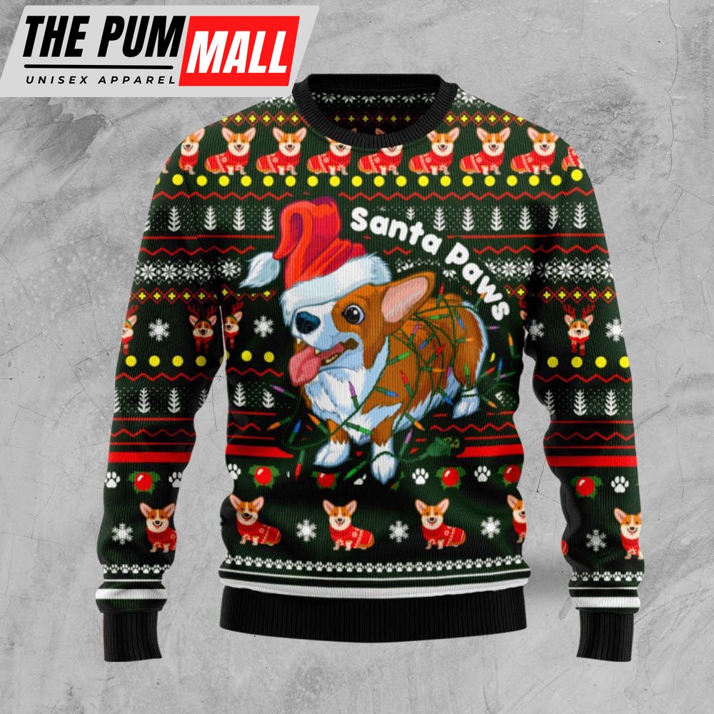 Pembroke Welsh Corgi Paws Ugly Christmas Sweater, Gift For Christmas