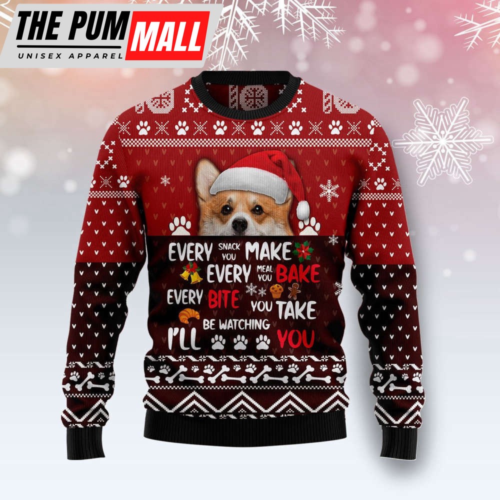 Pembroke Welsh Corgi Will Be Watching You Ugly Christmas Sweater, Gift For Christmas