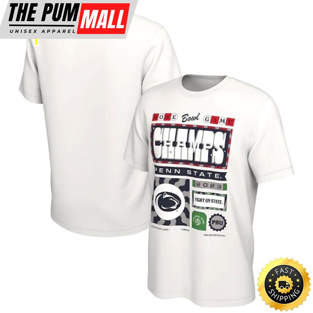 Penn State Nittany Lions 2025 Rose Bowl Champions Locker Room White T-shirt