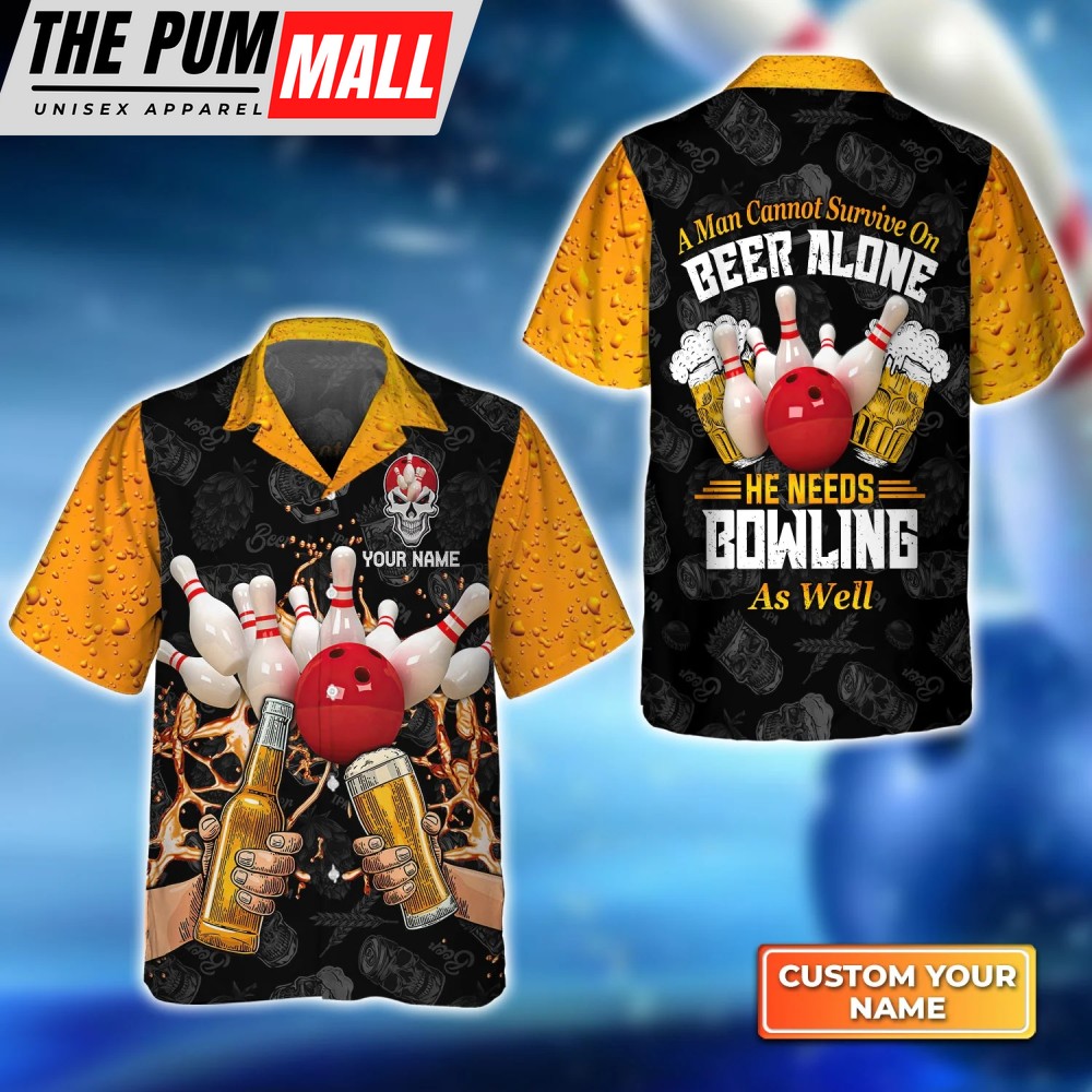Personalized 3D Hawaiian Shirt – Stay Stylish with Beer Bowling & Your Name