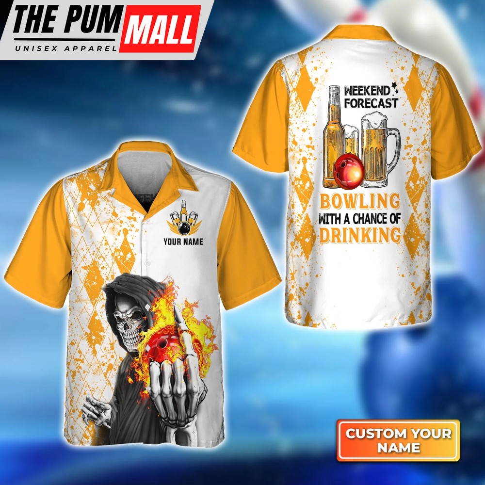Personalized 3D Hawaiian Shirt: Weekend Bowling & Drinking Forecast