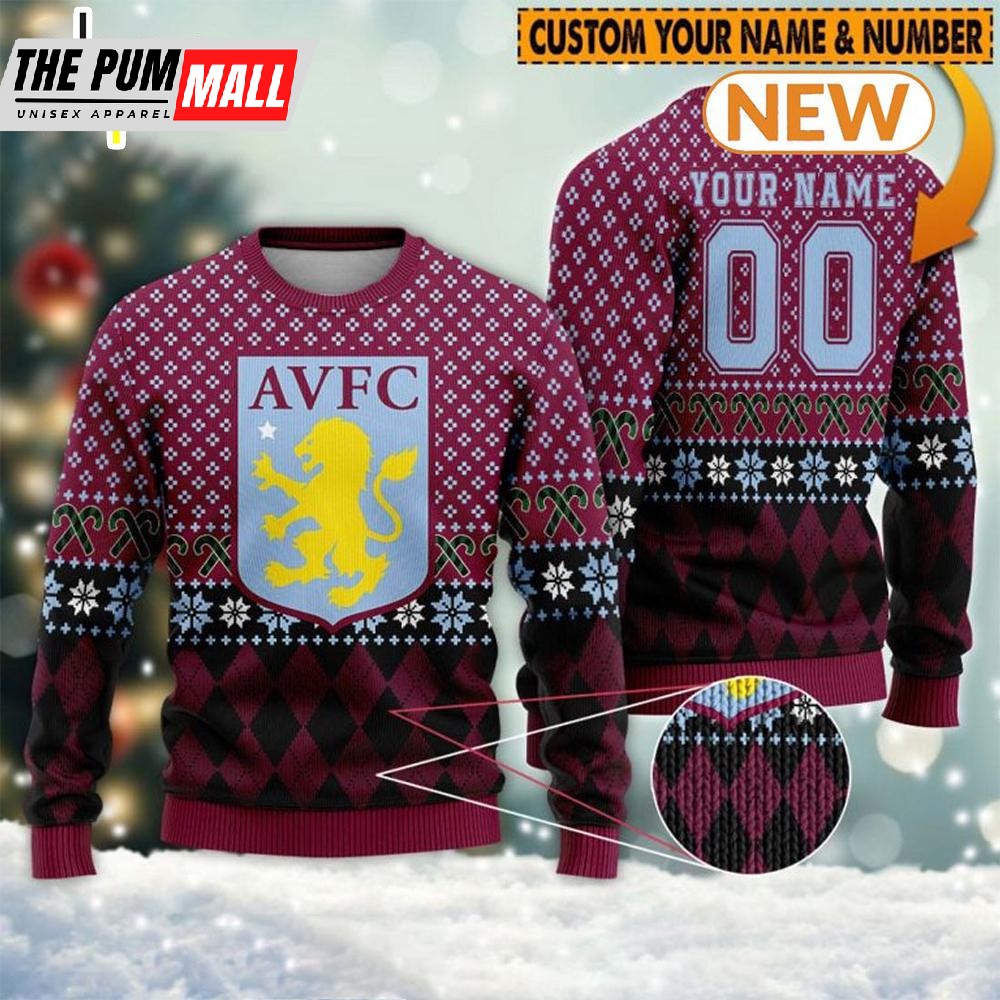 Personalized Aston Villa Ugly Christmas Sweater Shirt, Sweatshirt