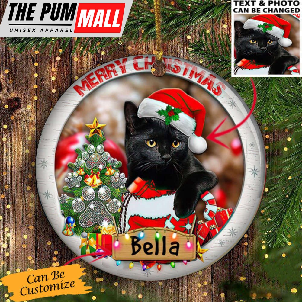 Personalized Black Cat Christmas Ornament Cat Owner Cute Ornaments For Christmas Tree Limited Edition