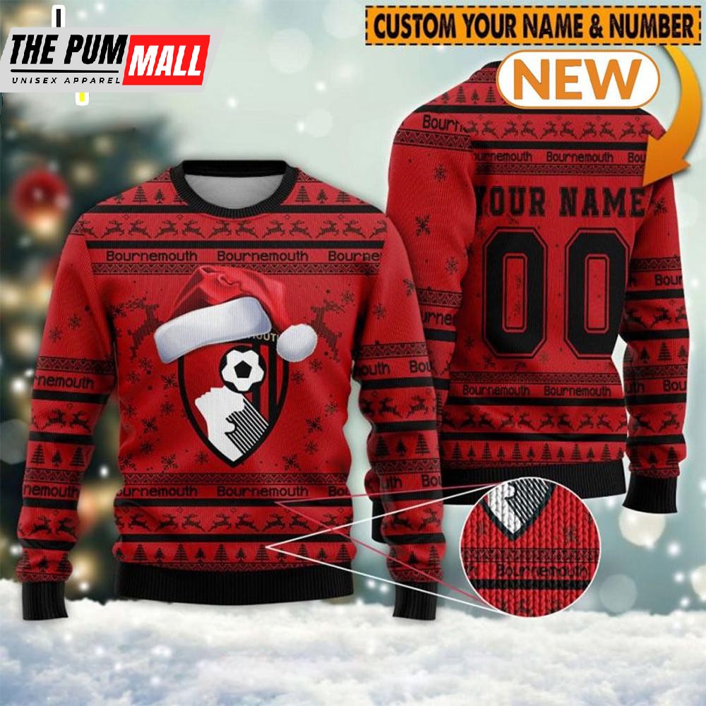 Personalized Bournemouth Ugly Christmas Sweater Shirt, Sweatshirt