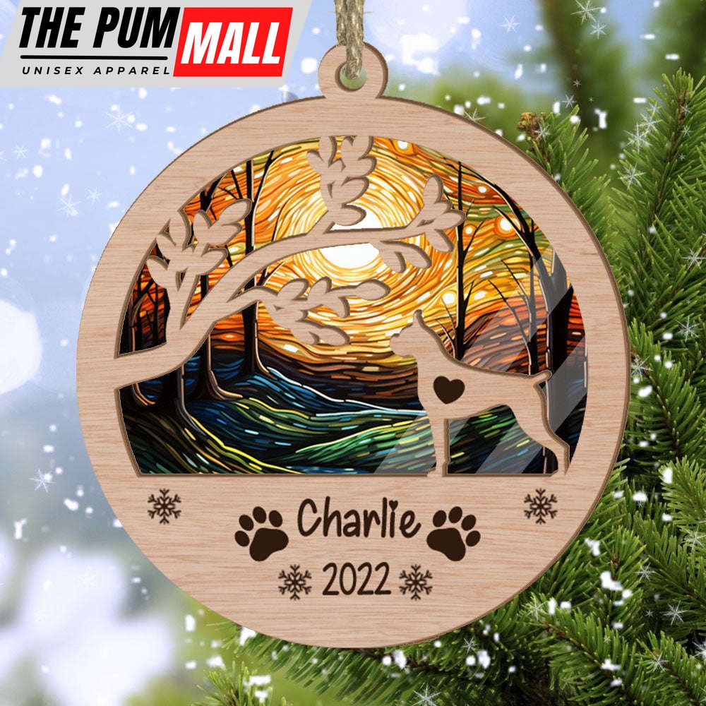 Personalized Boxer Cropped Ears Circle Branch Tree Suncatcher Ornament Gift for Dog Lover Limited Edition
