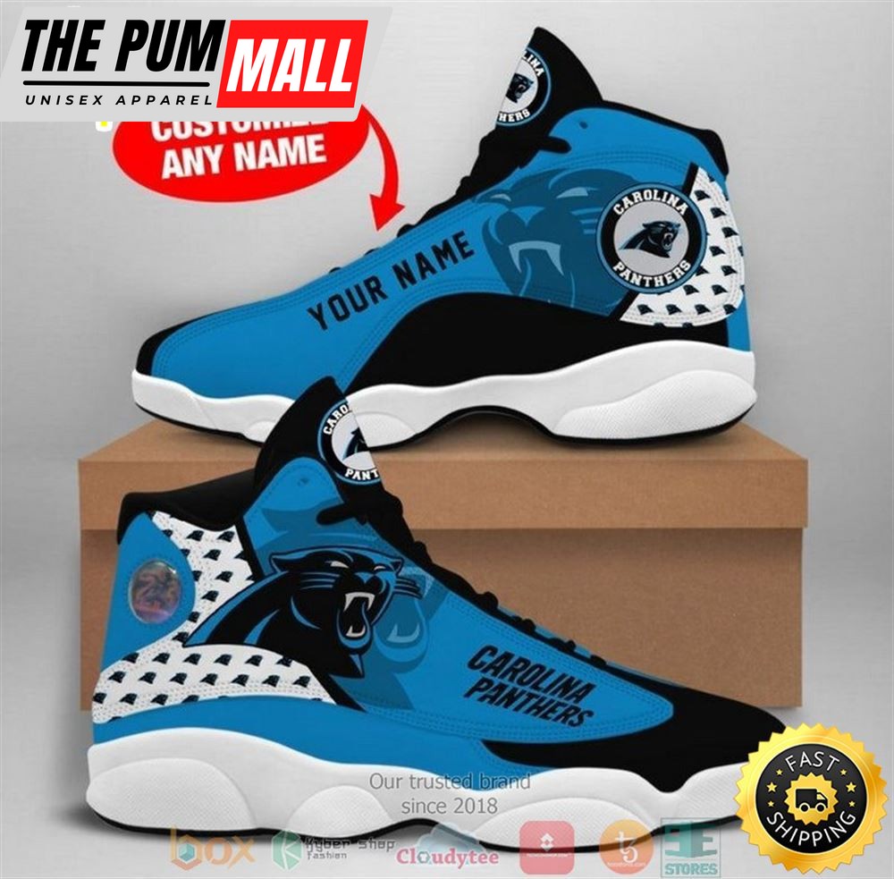 Personalized Carolina Panthers Nfl Big Logo Football Team 4 Air Jd 13 Sneaker Shoes