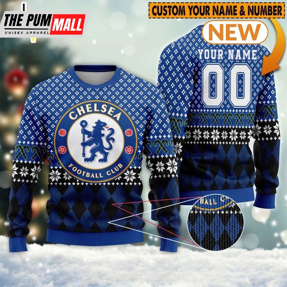 Personalized Chelsea Ugly Christmas Sweater Shirt, Sweatshirt