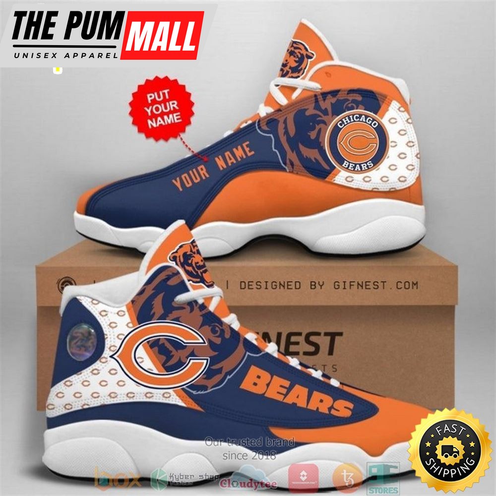 Personalized Chicago Bears Nfl Big Logo Football Team 3 Air Jd 13 Sneaker Shoes