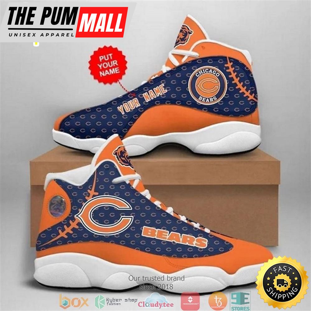 Personalized Chicago Bears Nfl Big Logo Football Team 9 Air Jd 13 Sneaker Shoes