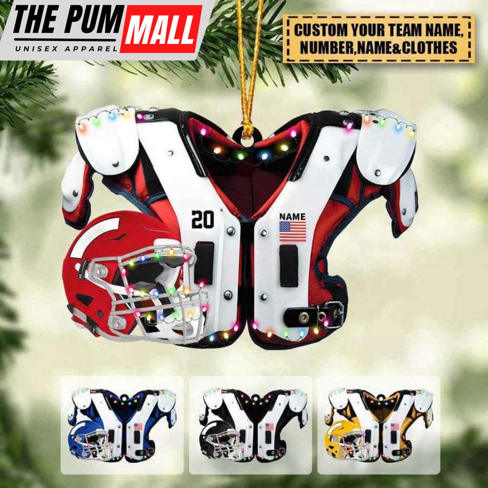 Personalized Christmas Ornament- American Football Shoulder Pads And Helmet Limited Edition