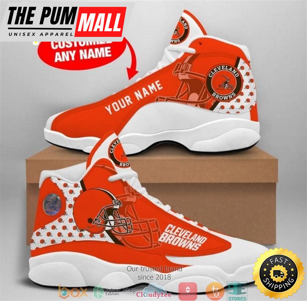 Personalized Cleveland Browns Nfl Big Logo Football Team Air Jd 13 Sneaker Shoes