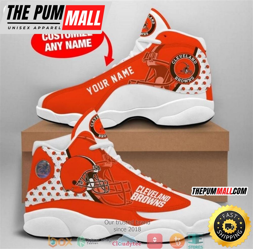 Personalized Cleveland Browns Nfl Big Logo Football Team Air Jd 13 Sneaker Shoes