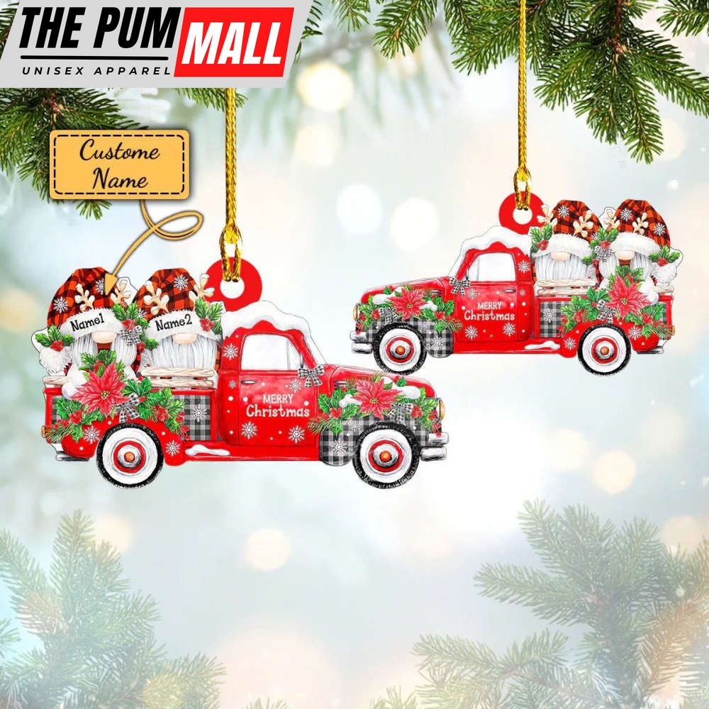 Personalized Couple Gnome Red Truck Christmas Ornament Custom Couple Ornaments 2023 Limited Edition