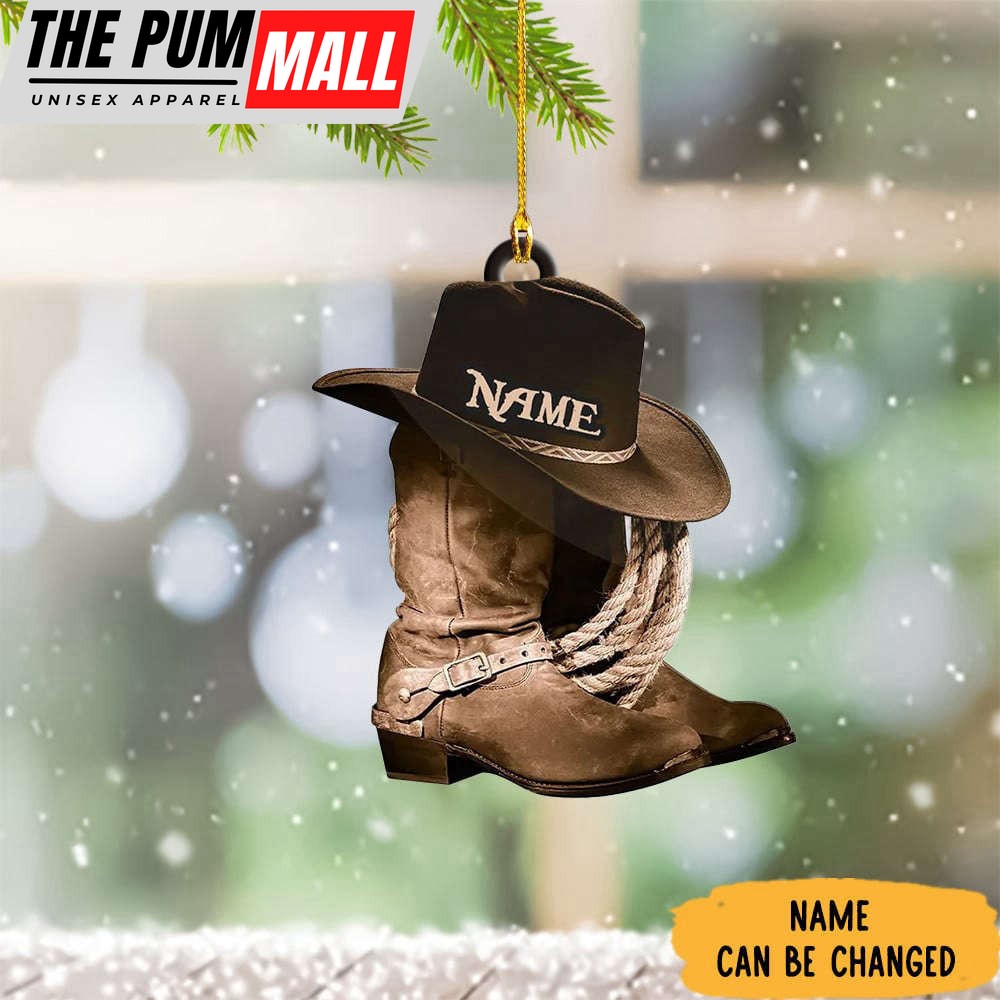 Personalized Cowboy Christmas Ornament Cowboy Boot And Hat Xmas Tree Decoration Ideas Limited Edition