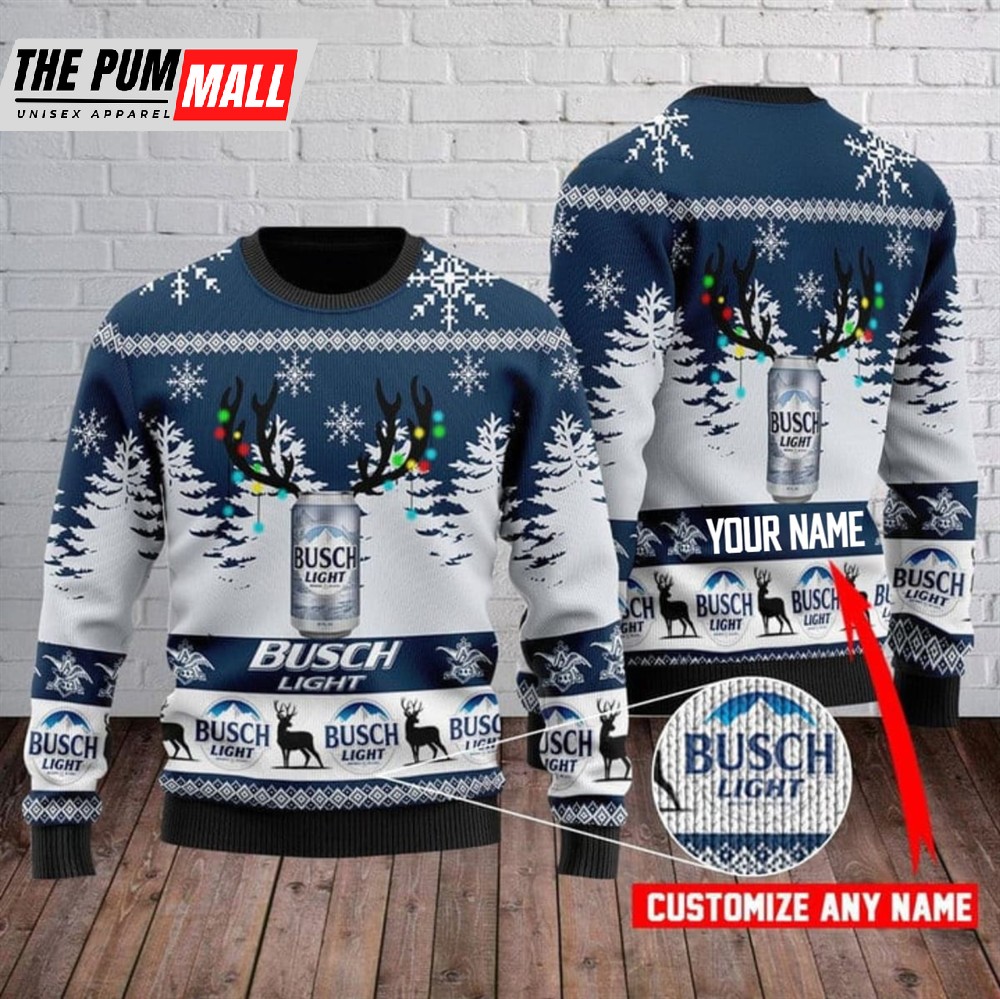 Personalized Custom Ugly Christmas Busch Light Sweater