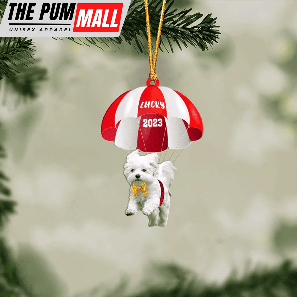 Personalized Cute Funny Maltese Fly With Parachute Christmas Ornament For Decor Limited Edition