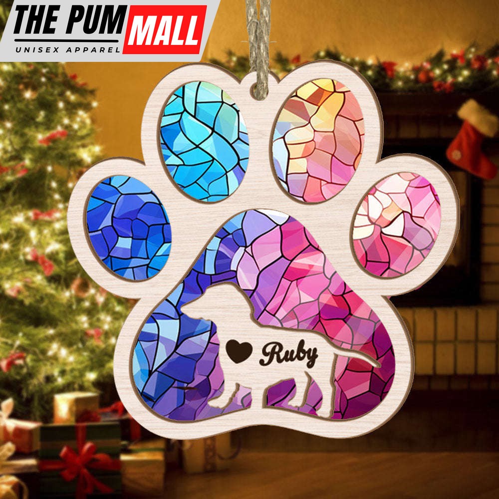 Personalized Dachshund Paw Rianbow Suncatcher Ornament – Custom Dogs Name Christmas Ornament, Gift for Dog Lover Limited Edition