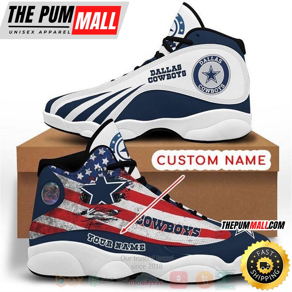 Personalized Dallas Cowboys Nfl American Flag Custom Air Jd 13 Shoes
