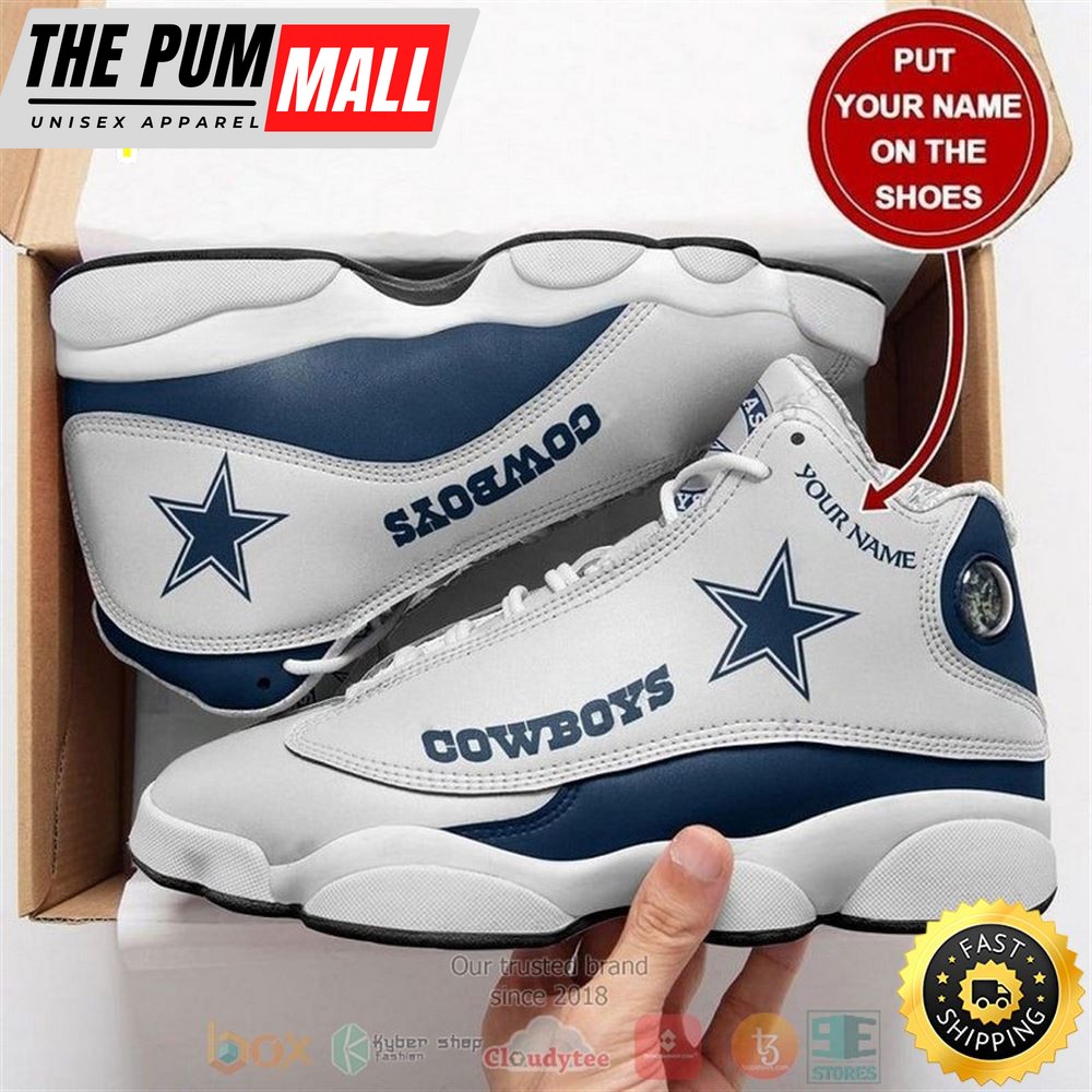 Personalized Dallas Cowboys Nfl Football Team Custom White Blue Air Jd 13 Shoes