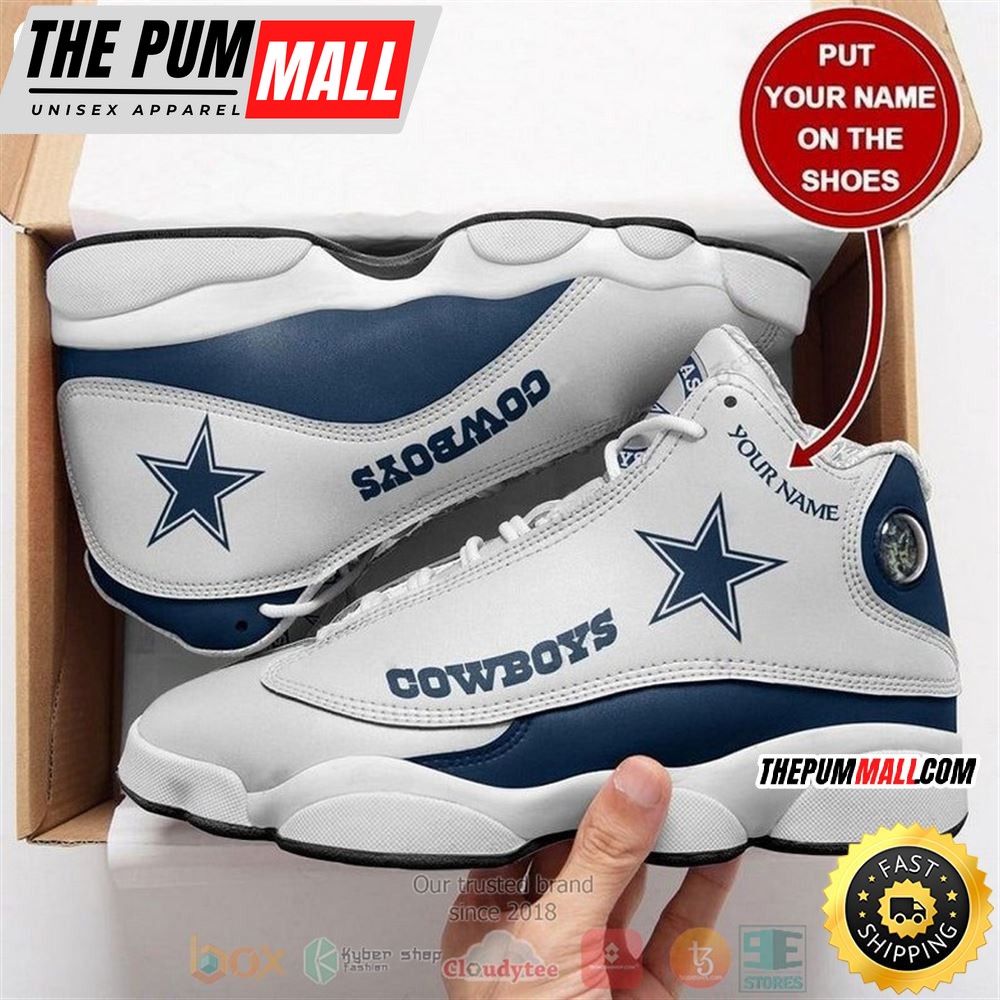 Personalized Dallas Cowboys Nfl Football Team Custom White Blue Air Jd 13 Shoes
