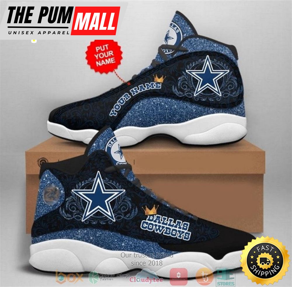 Personalized Dallas Cowboys Nfl Queen Bling Bling Football Team 10 Air Jd 13 Sneaker Shoes