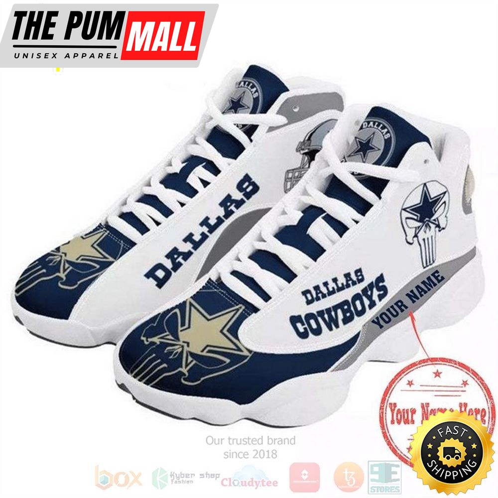 Personalized Dallas Cowboys Nfl Team Custom White Blue Air Jd 13 Shoes