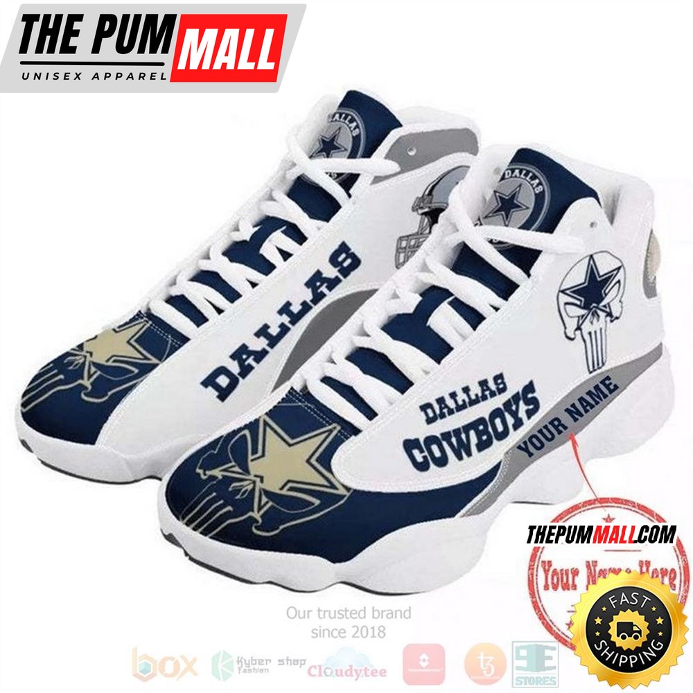 Personalized Dallas Cowboys Nfl Team Custom White Blue Air Jd 13 Shoes
