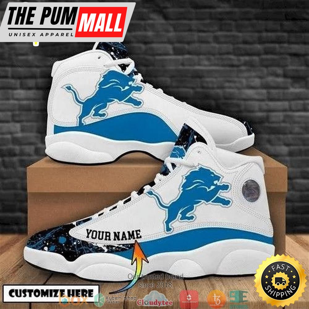 Personalized Detroit Lions Nfl Teams Big Logo Air Jd 13 Sneaker Shoes