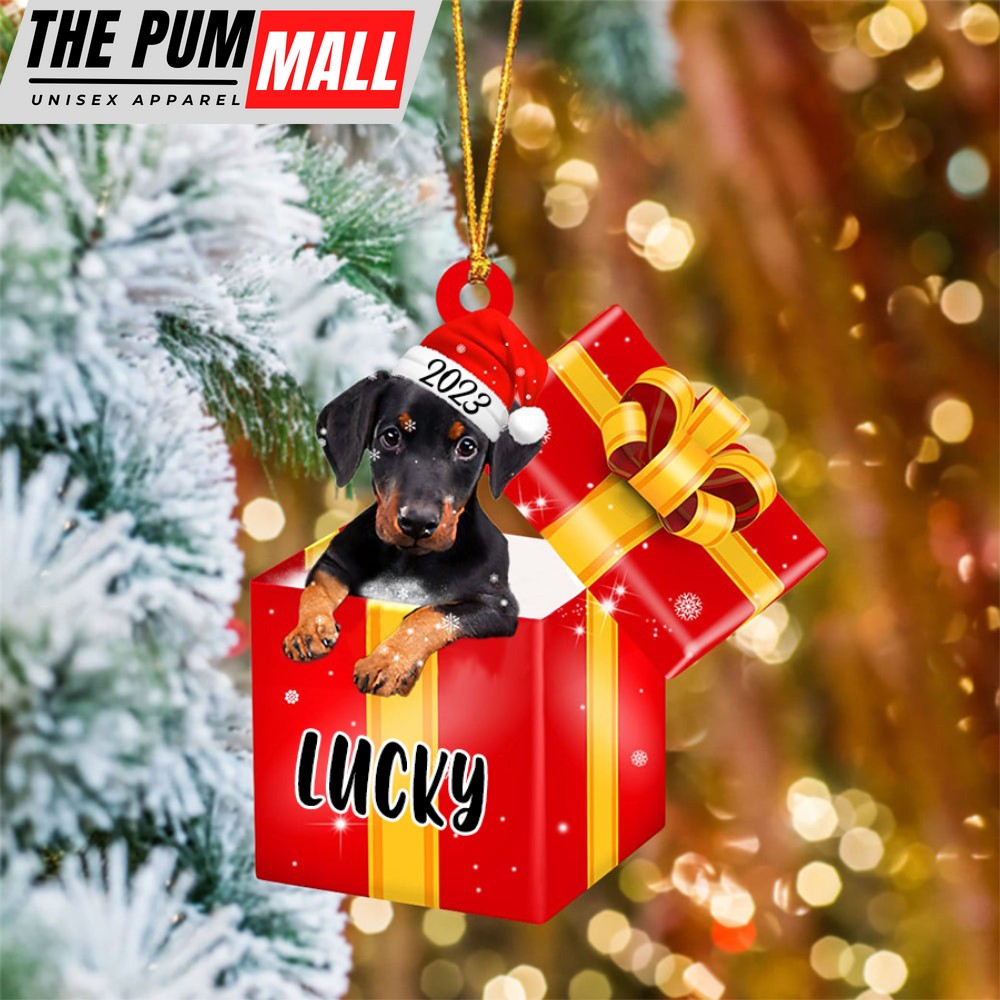 Personalized Doberman In Red Gift Box Christmas Ornament Decor Christmas Tree Limited Edition