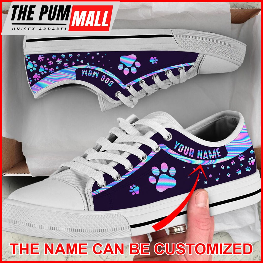 Personalized Dog Mom Holographic Background Low Top Sneaker – Sneaker For Dog Walking – Best Shoes For Dog Lover Malalan