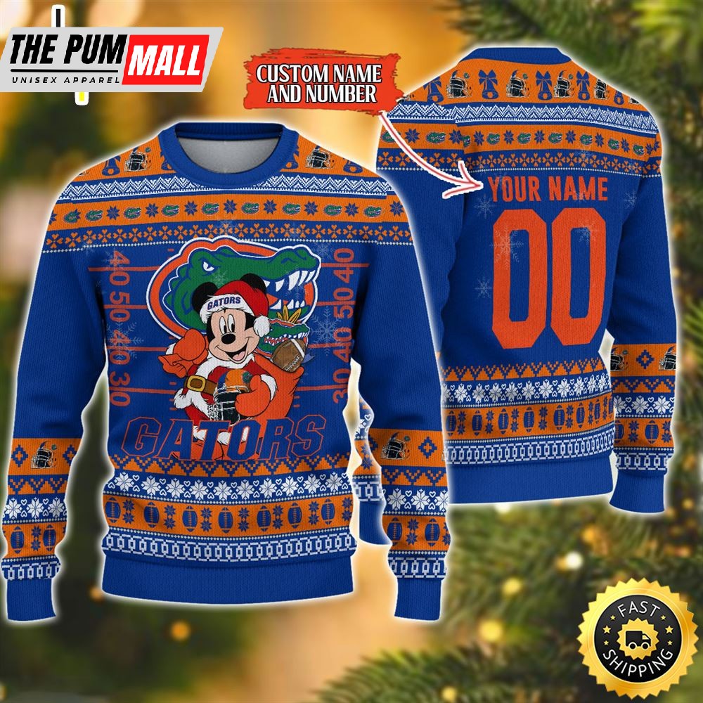 Personalized Florida Gators Mickey Ugly Christmas Sweater