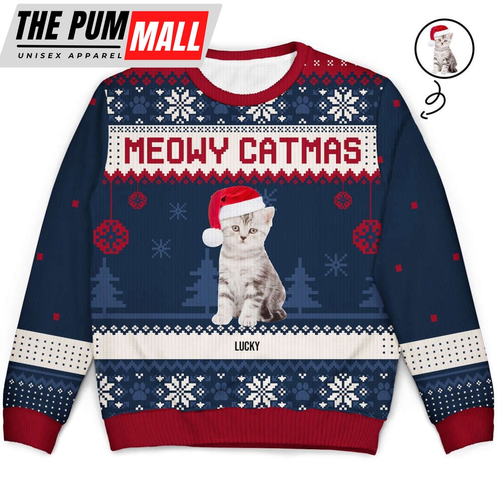 personalized-funny-cat-photo-christmas-ugly-sweater-custom-photo-christmas-swea-glezyzsi Personalized Funny Cat Photo Christmas Ugly Sweater, Custom Photo Christmas Sweater For Pet Lover