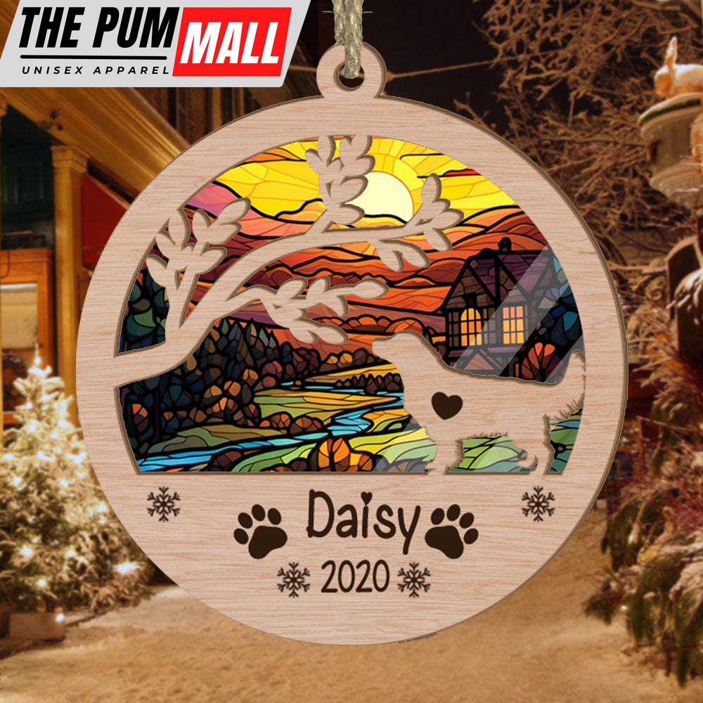 Personalized Golden Retriever Circle Branch Tree Suncatcher Ornament Gift for Dog Lover Limited Edition