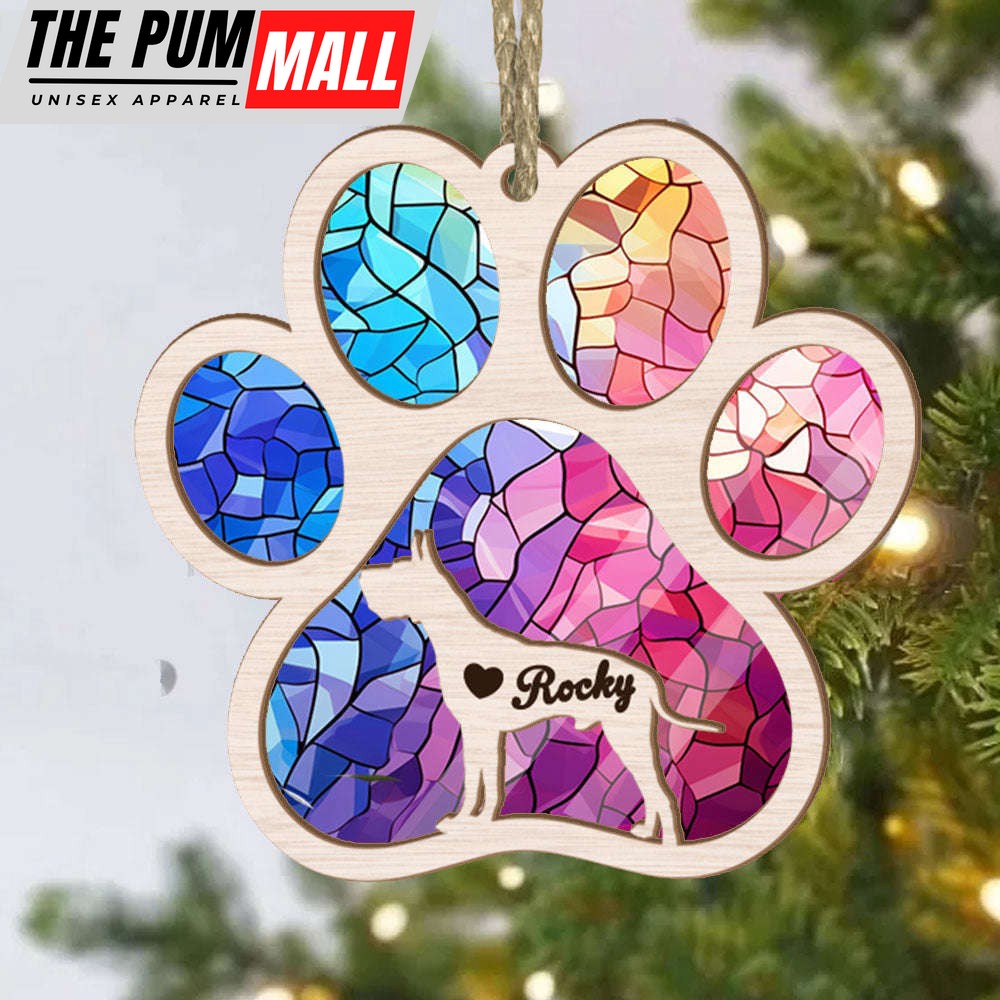 Personalized Great Dane Paw Rianbow Suncatcher Ornament – Custom Dogs Name Christmas Ornament, Gift for Dog Lover Limited Edition