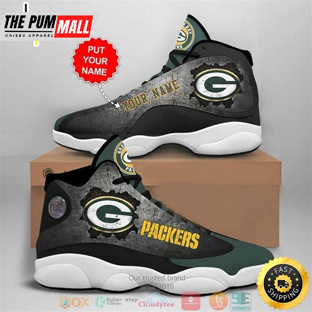 Personalized Green Bay Packers Nfl Big Logo Football Team Air Jd 13 Sneaker Shoes