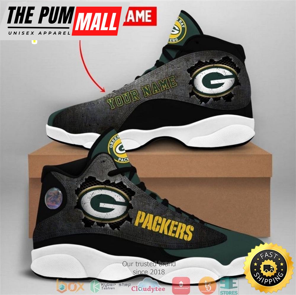 Personalized Green Bay Packers Nfl Big Logo Football Team Air Jd 13 Sneaker Shoes 2