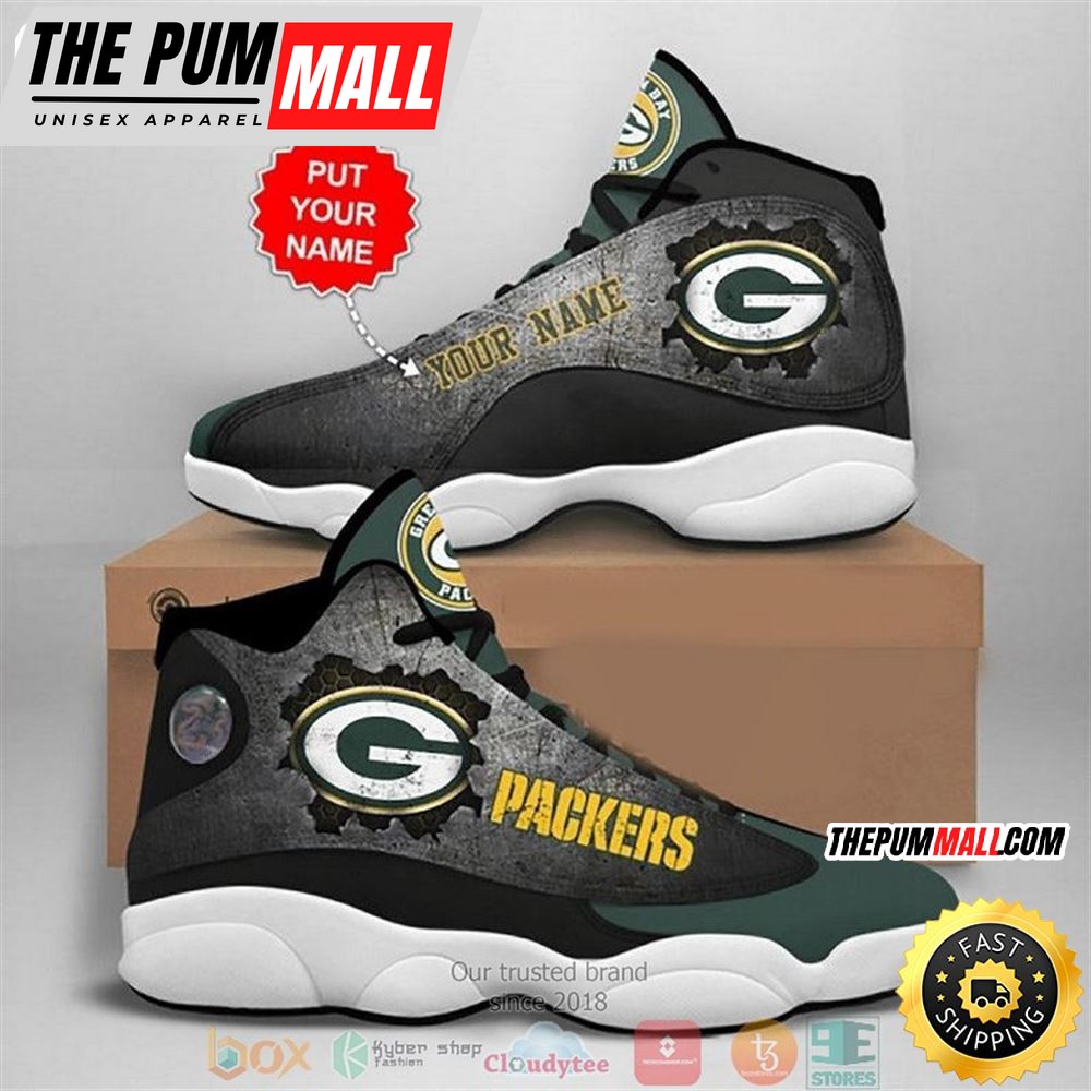 Personalized Green Bay Packers Nfl Big Logo Football Team Air Jd 13 Sneaker Shoes