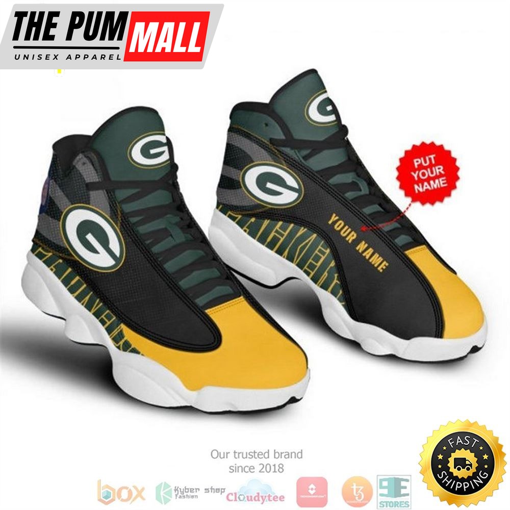 Personalized Green Bay Packerss Football Nfl 9 Big Logo Air Jd 13 Sneaker Shoes
