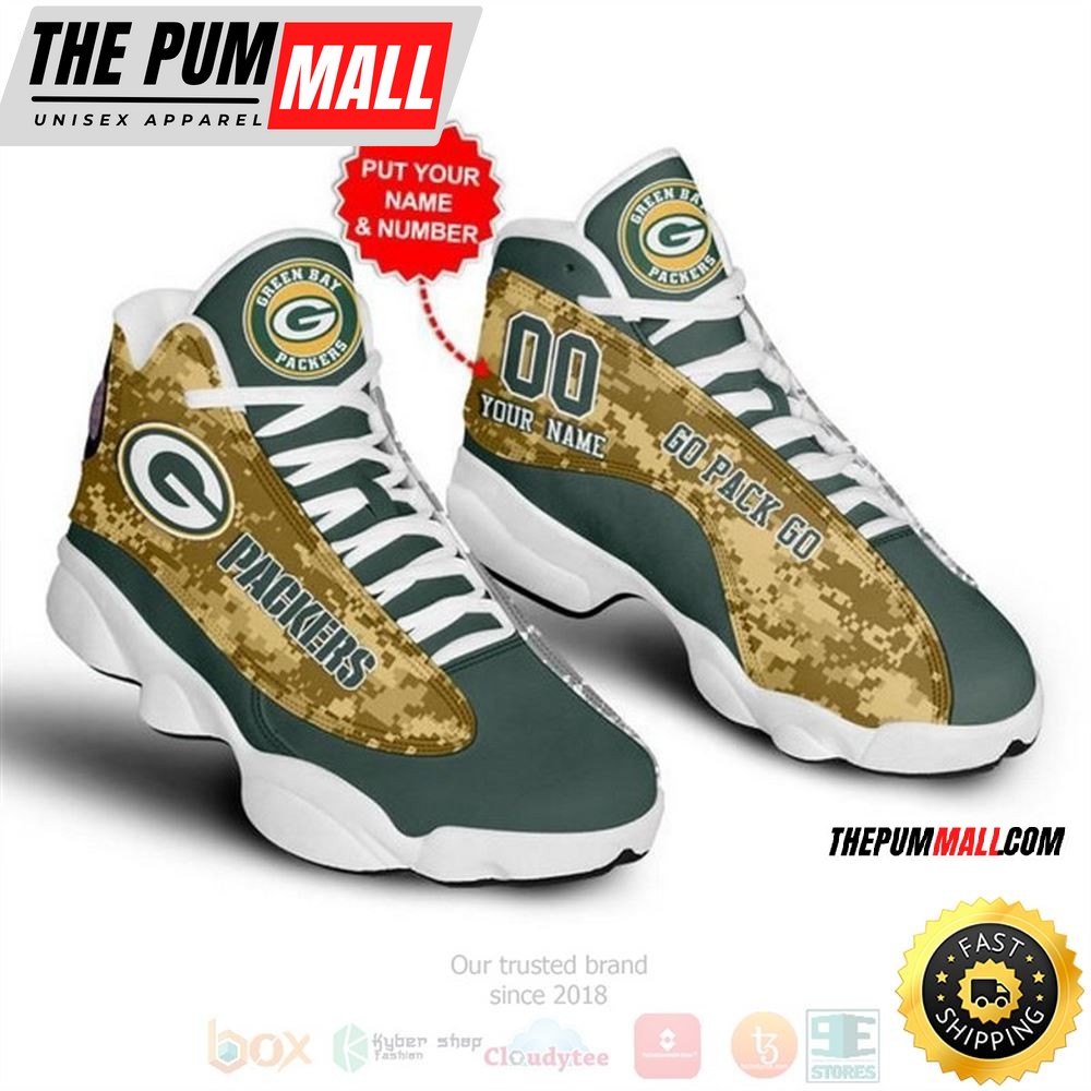Personalized Green Bay Packerss Nfl Camo Custom Air Jd 13 Shoes