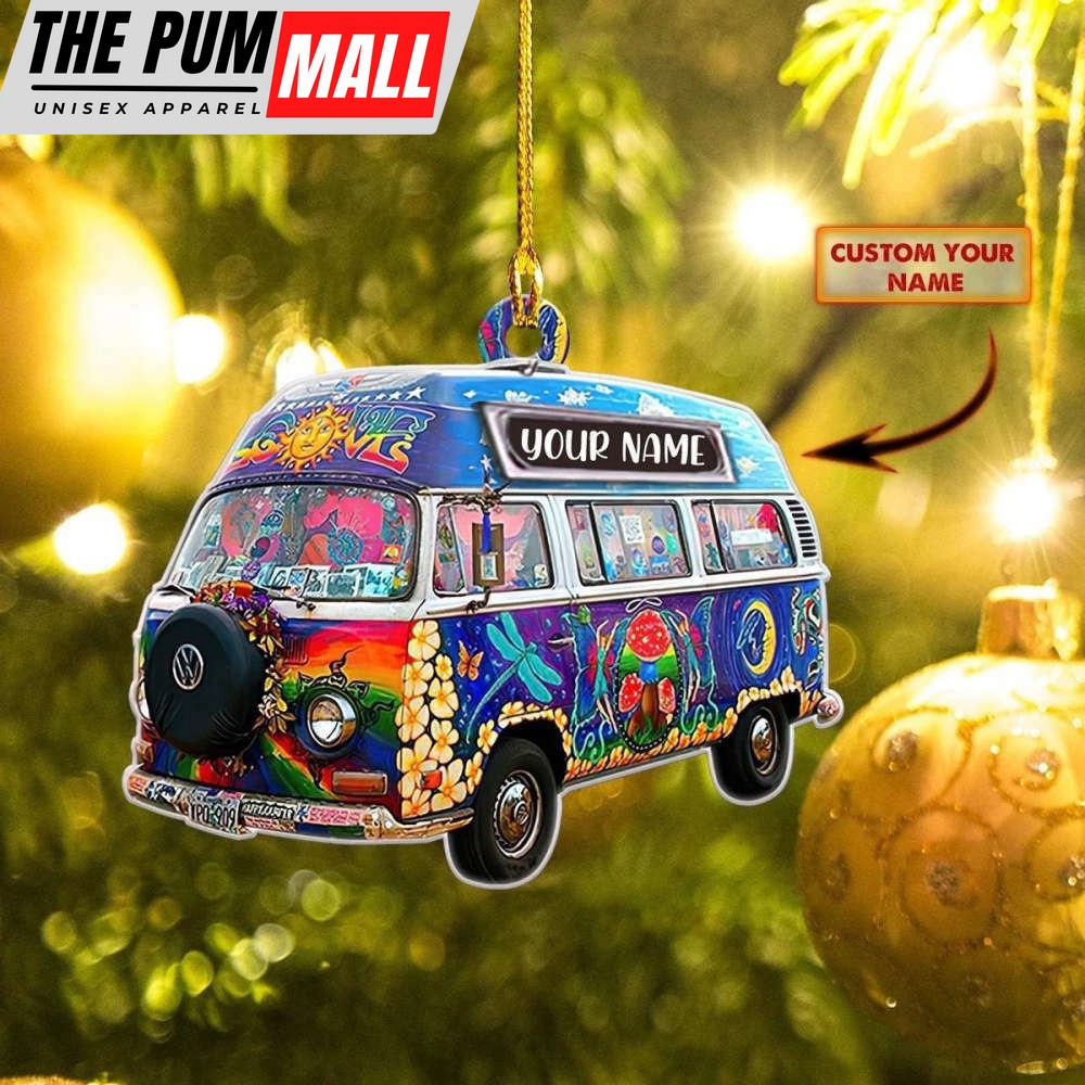 Personalized Hippie Bus Ornament 2023 Christmas Tree Hanging Ornaments Limited Edition