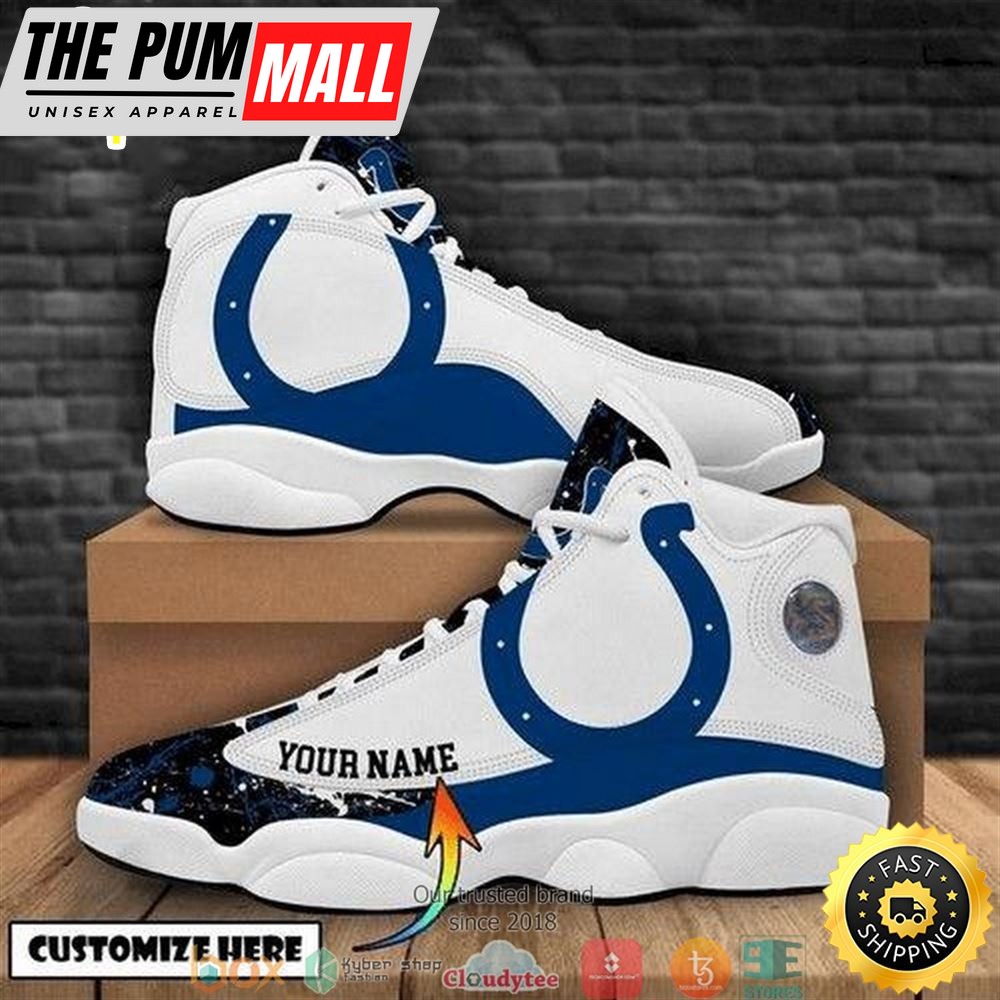 Personalized Indianapolis Colts Nfl Teams Football Big Logo Bling Bling Air Jd 13 Sneaker Shoes
