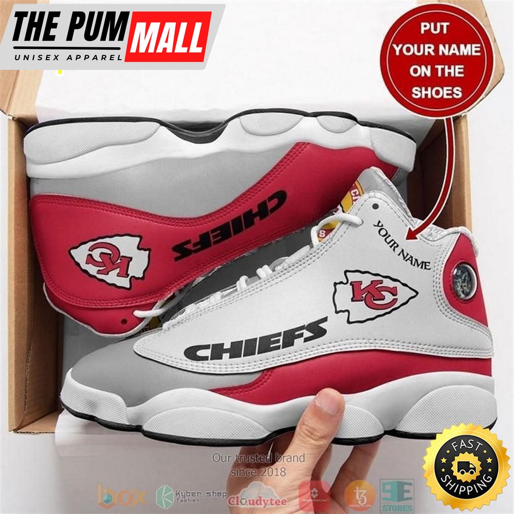 Personalized Kansas City Chiefs Nfl Big Logo Football Team Air Jd 13 Sneaker Shoes